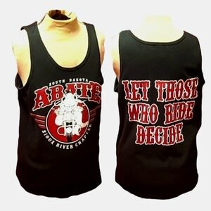 Vtg blk South Dakota let those who ride decide abate fish graphic tank M